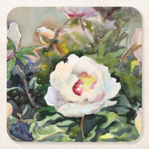 Dessous-de-verre Carré En Papier Peinture d'aquarelle des belles fleurs