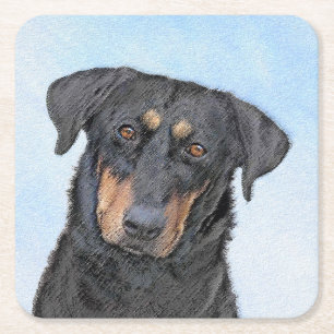 Dessous-de-verre Carré En Papier Peinture de Beauceron - Cute Original Chien Art