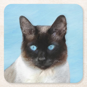 Dessous-de-verre Carré En Papier Peinture de chats de Siamese - Cute Original Cat A