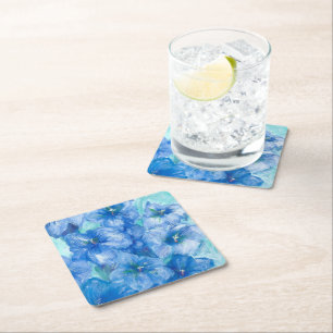 Dessous-de-verre Carré En Papier Peinture de gentiane bleue sauvage