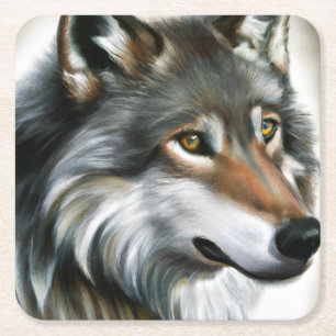 Dessous-de-verre Carré En Papier Peinture de loup