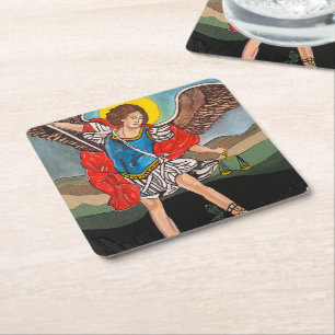 Dessous-de-verre Carré En Papier Peinture de Saint Michel Archange par Alfred Fox