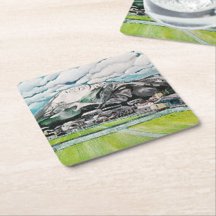 Dessous-de-verre Carré En Papier Peinture du Mont Fuji par Alfred Fox