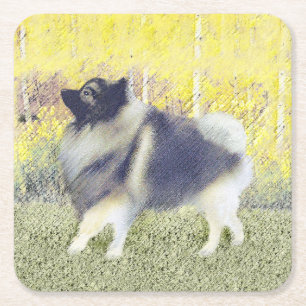 Dessous-de-verre Carré En Papier Peinture en teint de Keeshond - jolie art original