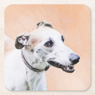 Dessous-de-verre Carré En Papier Peinture Greyhound - Cute Original Chien Art