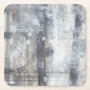 Dessous-de-verre Carré En Papier Peinture grise contemporaine