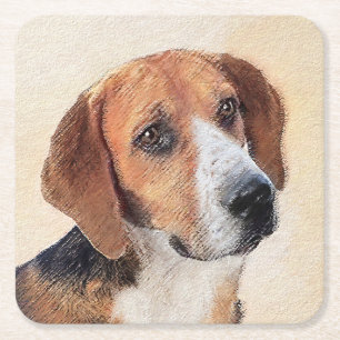Dessous-de-verre Carré En Papier Peinture Harrier - Joli art original chien