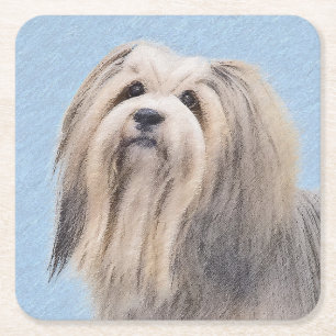 Dessous-de-verre Carré En Papier Peinture Havanaise (Argent) - Cute Original Chien