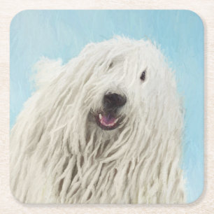 Dessous-de-verre Carré En Papier Peinture Komondor - Cute Original Chien Art