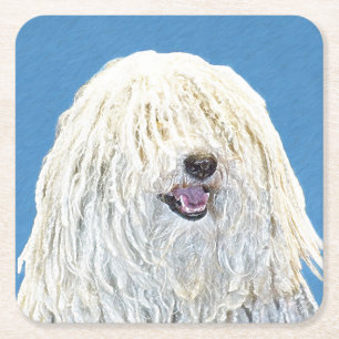 Dessous-de-verre Carré En Papier Peinture Puli - Cute Original Chien Art