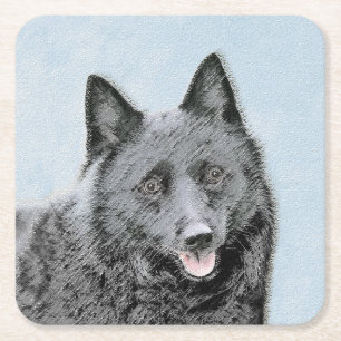Dessous-de-verre Carré En Papier Peinture Schipperke - Cute Original Chien Art