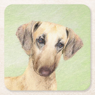Dessous-de-verre Carré En Papier Peinture Sloughis - Joli art original pour chien