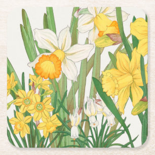 Dessous-de-verre Carré En Papier Peinture sur bois de narcisse, Tanigami Kônan, 191