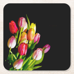 Dessous-de-verre Carré En Papier Peinture Tulip - Art Fleur original