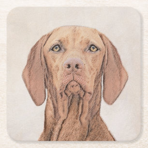 Dessous-de-verre Carré En Papier Peinture Vizsla - Joli art original chien