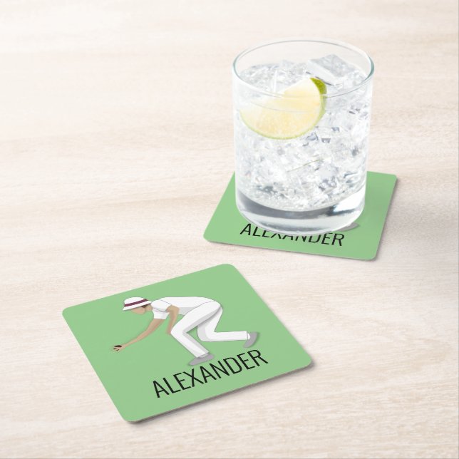 Dessous-de-verre Carré En Papier Pelouse Bowls (En situation)