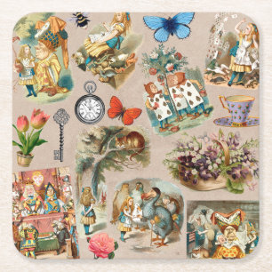 Dessous-de-verre Carré En Papier Pépinière Alice Colorée Classique Wonderland 1800s