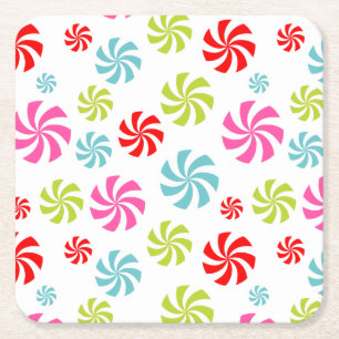Dessous-de-verre Carré En Papier Peppermint Motif - Conception de bonbons colorés