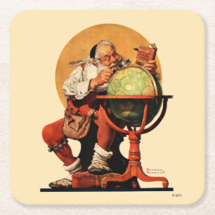 Dessous-de-verre Carré En Papier Père Noël au globe