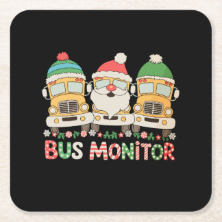 Dessous-de-verre Carré En Papier Père Noël Chapeau Bus Monitor Neige Xmas Lumières