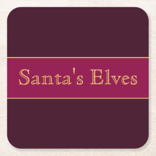 Dessous-de-verre Carré En Papier PÈRE NOËL ELVES Fun Festif Bourgogne Red Stripes