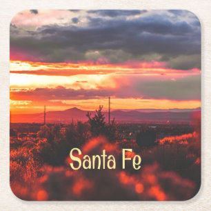Dessous-de-verre Carré En Papier Père Noël Fe New Mexico Sun Set