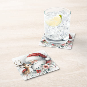 Dessous-de-verre Carré En Papier Père Noël Reindeer Kiss