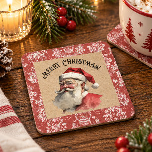 Dessous-de-verre Carré En Papier Père Noël vintage Noël