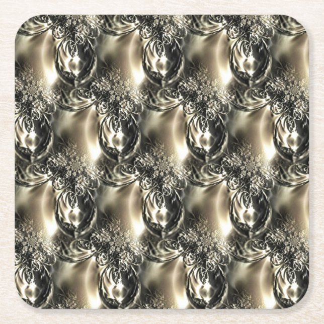 Dessous-de-verre Carré En Papier Perles dorées (Devant)