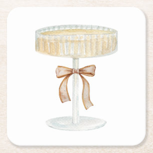 Dessous-de-verre Carré En Papier Perles et Prosecco fête de mariage amour