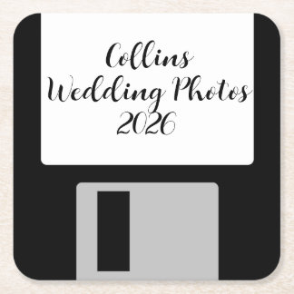 Dessous-de-verre Carré En Papier Personalize Wedding Photos Floppy Disk Coaster