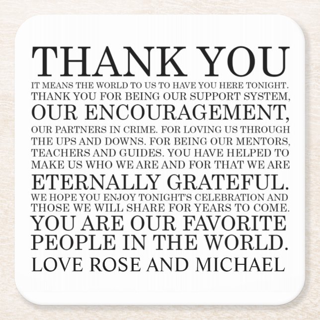 Dessous-de-verre Carré En Papier Personnalisé épousant des dessous de verre de (Devant)