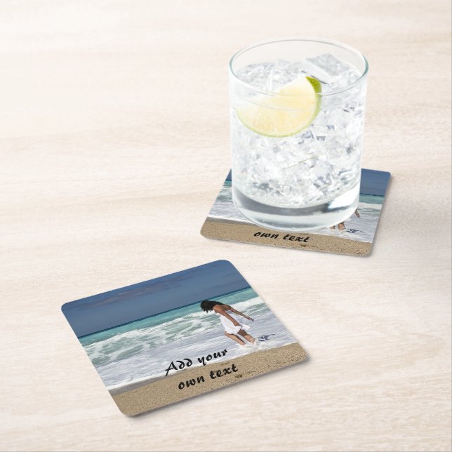 Dessous-de-verre Carré En Papier Personnalisé. Photo et texte. (En situation)