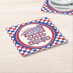 Dessous-de-verre Carré En Papier Personnalisé USA 250–Marquise Rétro Patriotique