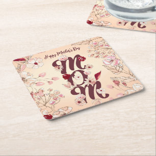 Dessous-de-verre Carré En Papier Personnaliser Happy Mother's Day Maman