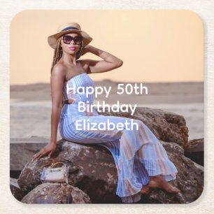 Dessous-de-verre Carré En Papier Personnaliser Photo Anniversaire Son Sa 