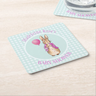 Dessous-de-verre Carré En Papier Personnaliser Pierre le Baby shower lapin