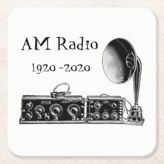 Dessous-de-verre Carré En Papier Personnaliser récepteur radio AM Vintage