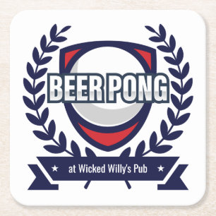 Dessous-de-verre Carré En Papier Personnalisez Ce Logo De Bière Pong