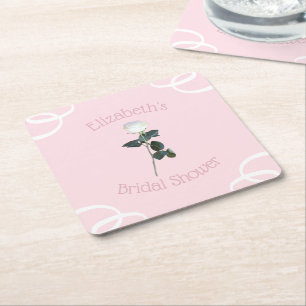 Dessous-de-verre Carré En Papier Pétales de rose blanche rose mariage