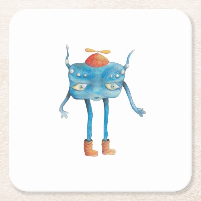 Dessous-de-verre Carré En Papier Petit Alien Pi (Devant)
