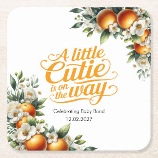 Dessous-de-verre Carré En Papier Petit Bébé Orange Mignon Baptême Personnalisé