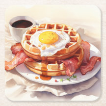 Petit-déjeuner Oeuf Waffle Bacon Café Alimentation