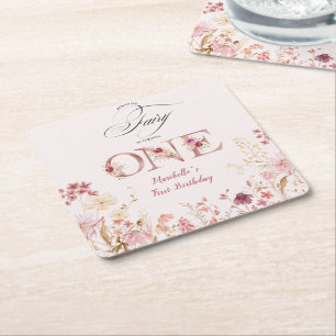 Dessous-de-verre Carré En Papier Petit Jardin Floral de Fée Premier Anniversaire