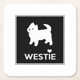 Dessous-de-verre Carré En Papier Petit Westie mignon - Terrier des montagnes