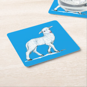Dessous-de-verre Carré En Papier Petit White Lamb