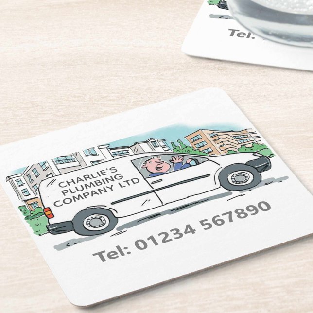 Dessous-de-verre Carré En Papier Petite entreprise avec nom sur la société Van (Créateur téléchargé)