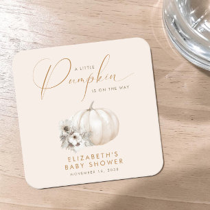 Dessous-de-verre Carré En Papier Petite Fête de Bébé Citrouille d'Automne