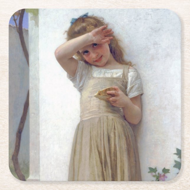 Dessous-de-verre Carré En Papier Petite fille, Bouguereau (Devant)