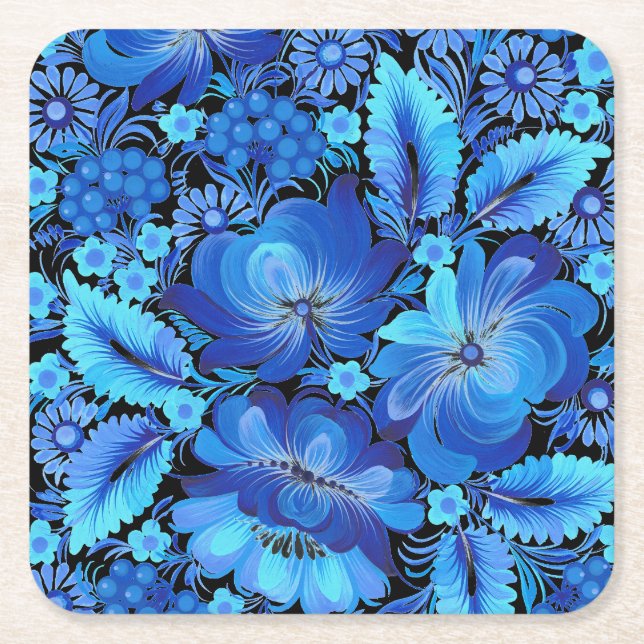 Dessous-de-verre Carré En Papier Petrikivka Ukrainian traditional folk art (Devant)